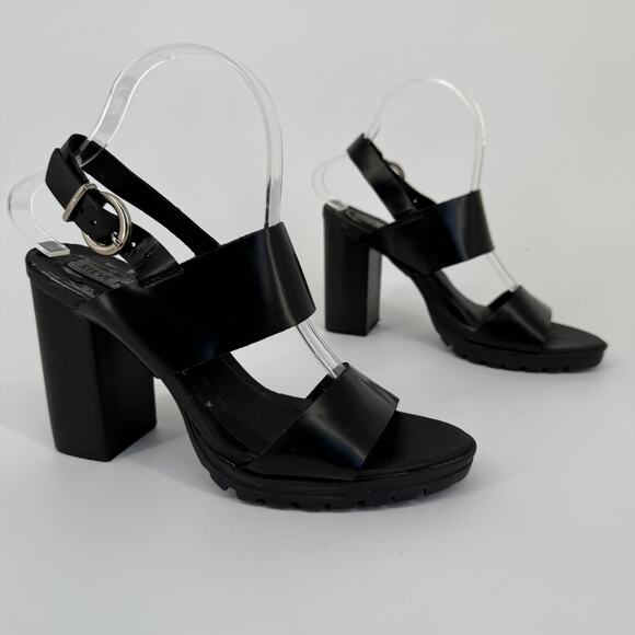 Steve Madden Women's Emil Block Heel Biker 90s Sandals Chunky Leather Size 8M - Picture 2 of 9